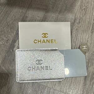 CHANEL Sparkling Silver Card Holder and mirror